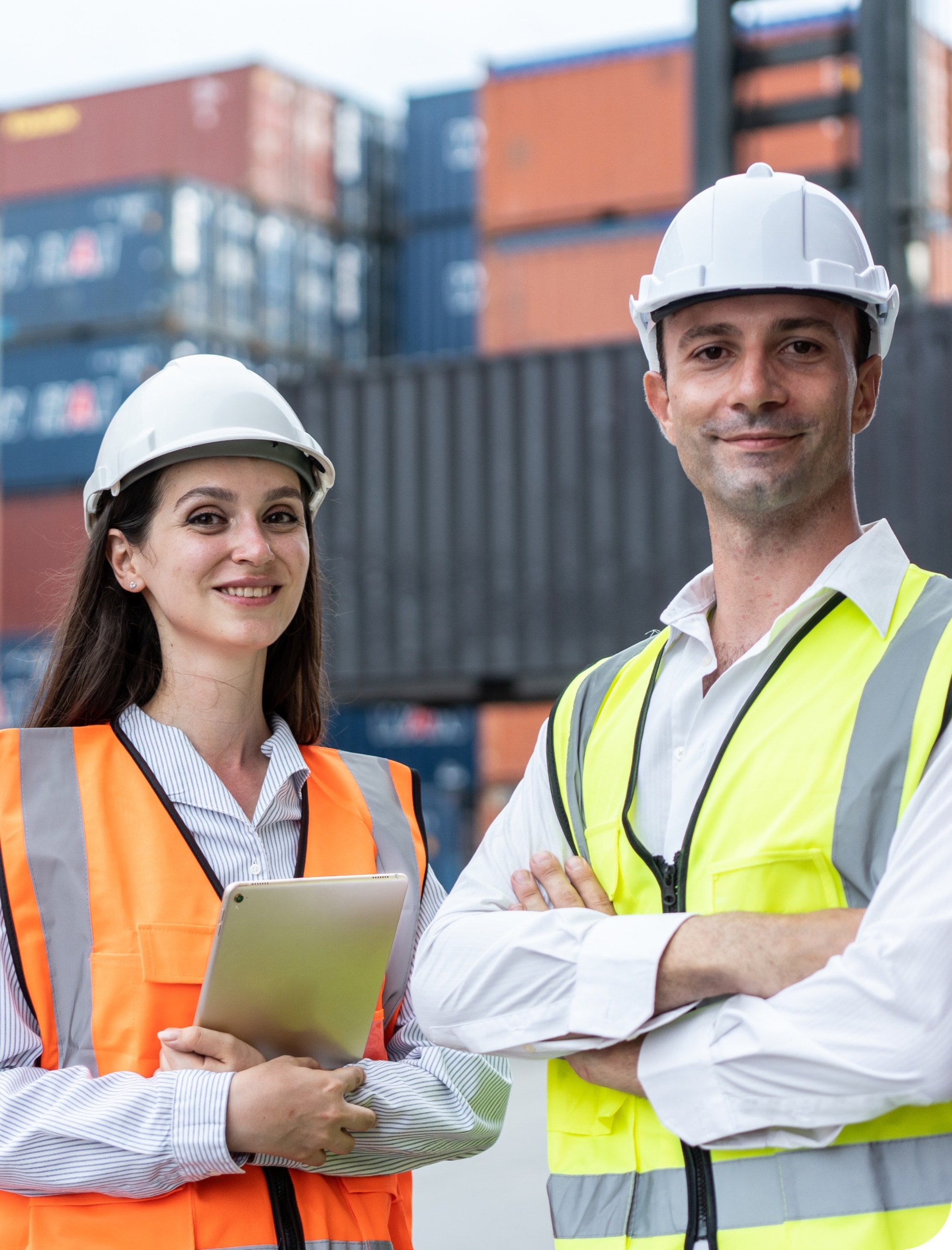 WMX logistics professionals at a container port
